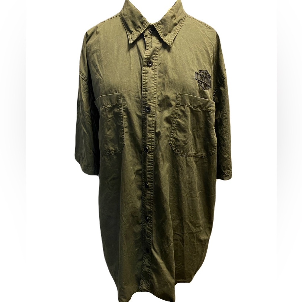 Harley-Davidson button down short sleeve shirt in Kakhi
